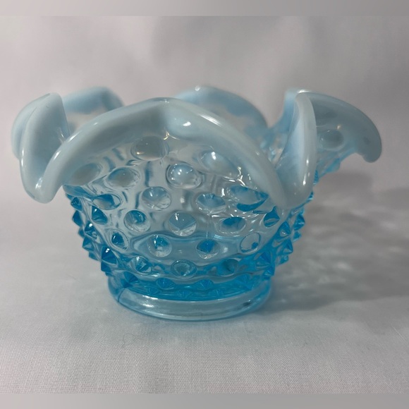 Other - Fenton Hobnail Blue Crimped Small Bowl